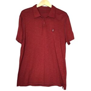 John Varvatos USA Red Heathered Cotton Peace Polo Shirt Short Sleeve Men’s Large